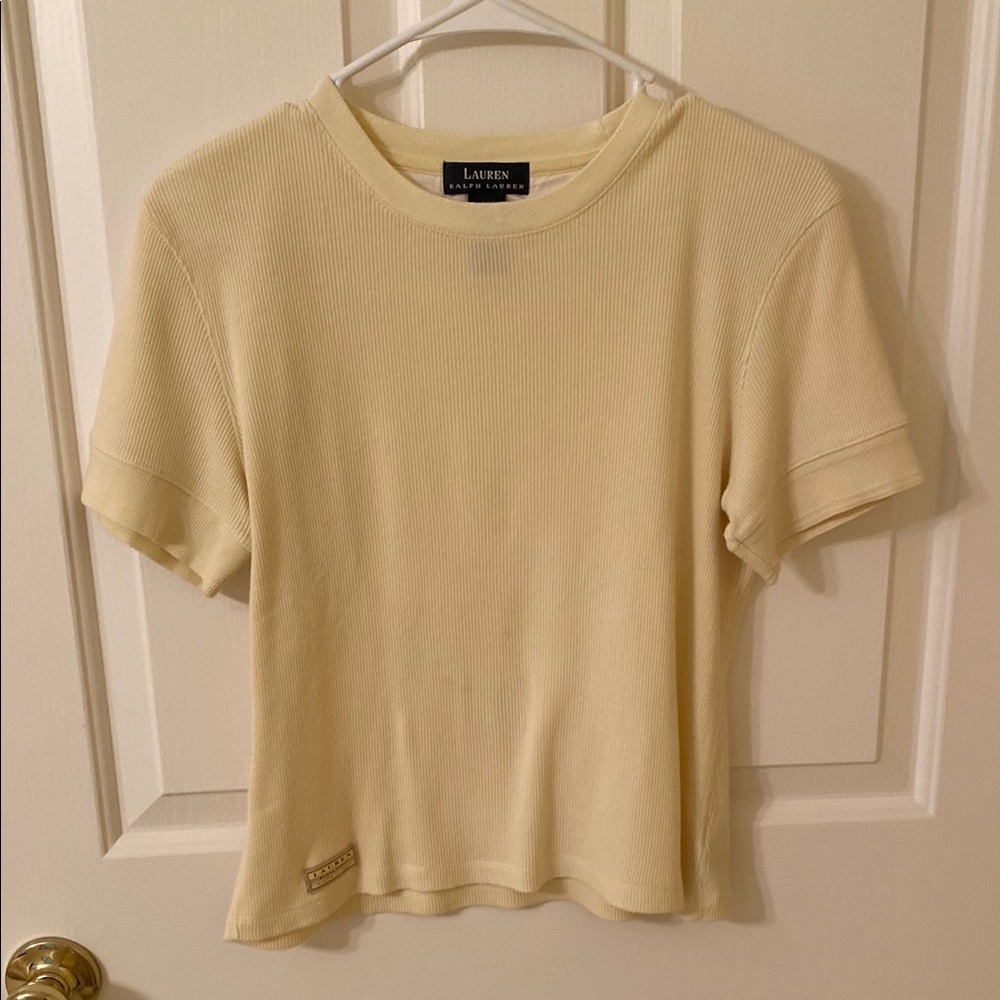 Yellow Fitted Crew Neck Short Sleeve Tee